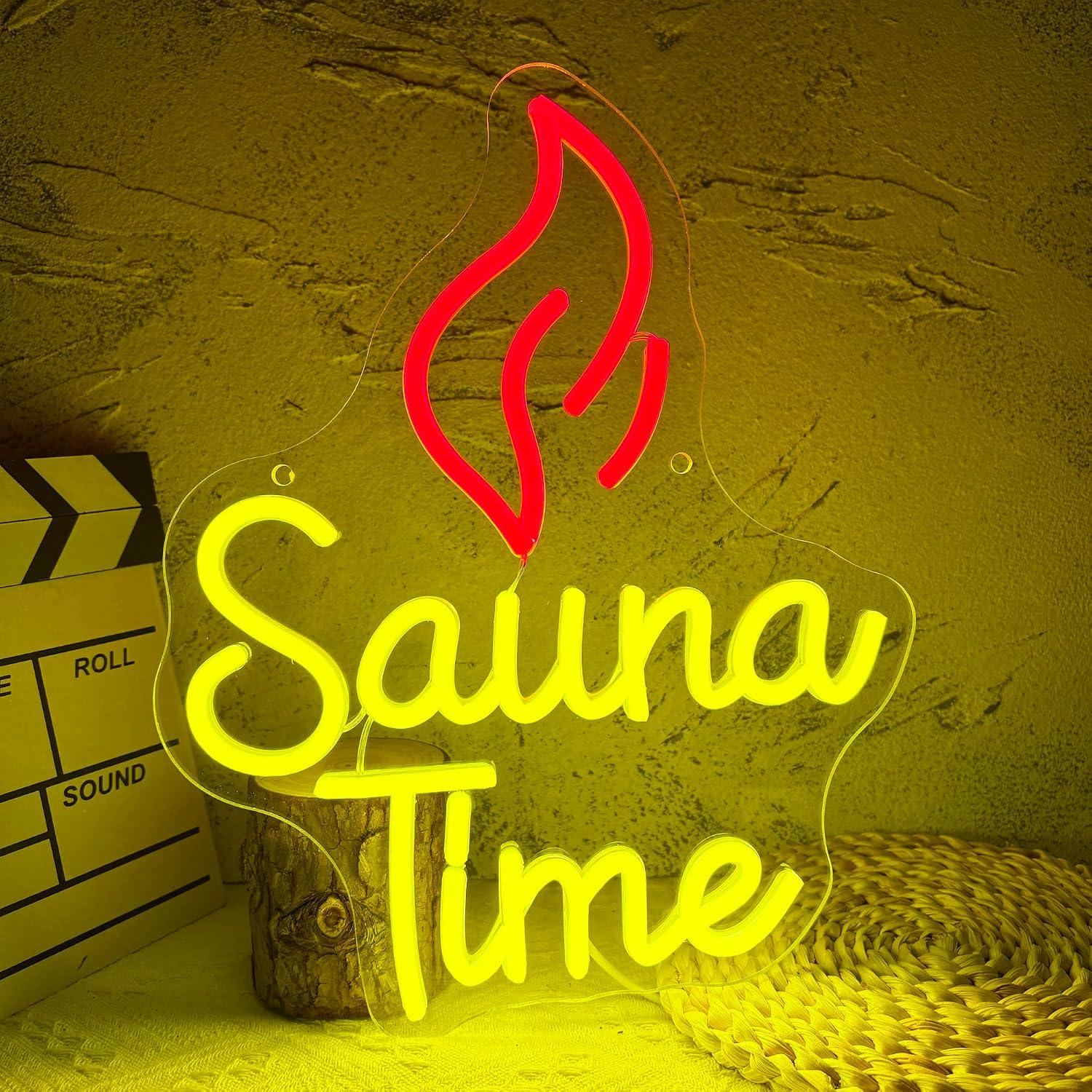 Spa Wellness Gym - Неоновая вывеска Sauna Time с USB-подсветкой